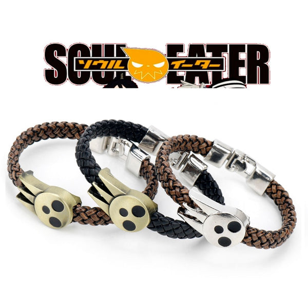Soul Eater Death's skull leather bracelet